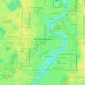 Mendenhall Terrace topographic map, elevation, terrain
