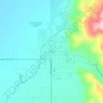 Kamas topographic map, elevation, terrain