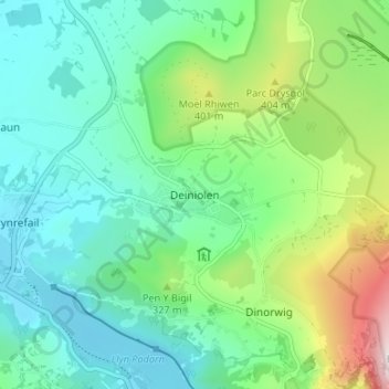 Deiniolen topographic map, elevation, terrain