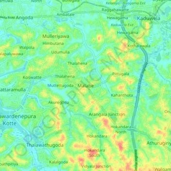 Malabe topographic map, elevation, terrain