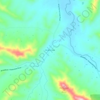 Strath Creek topographic map, elevation, terrain
