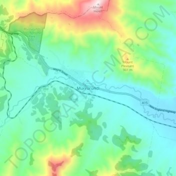 Murrurundi topographic map, elevation, terrain