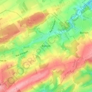 Bonsin topographic map, elevation, terrain