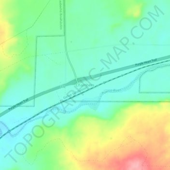 Chambers topographic map, elevation, terrain