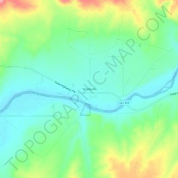 Sunbeam topographic map, elevation, terrain