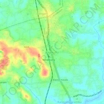 Karukutty topographic map, elevation, terrain