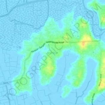 Arimbur topographic map, elevation, terrain