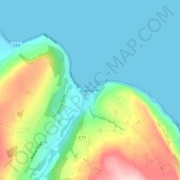 Glenarm topographic map, elevation, terrain