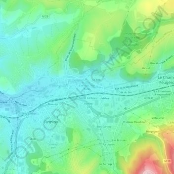Cité aux Trois Ponts topographic map, elevation, terrain