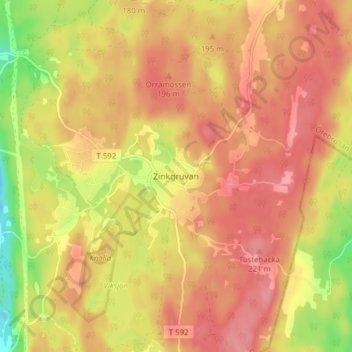 Zinkgruvan topographic map, elevation, terrain