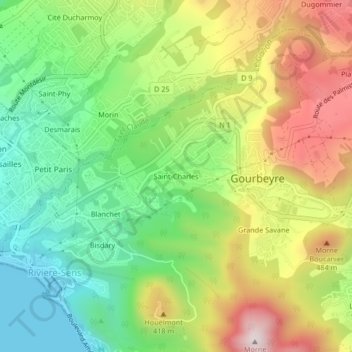 Saint-Charles topographic map, elevation, terrain