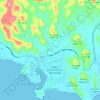 Kuta topographic map, elevation, terrain