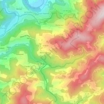 Tracoulon topographic map, elevation, terrain