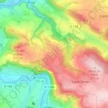 Le Mesnil topographic map, elevation, terrain