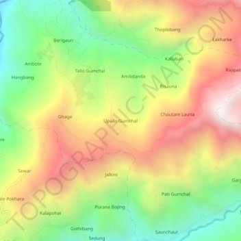 Upallo Gumchal topographic map, elevation, terrain