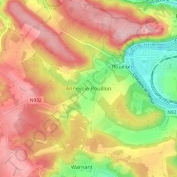 Annevoie-Rouillon topographic map, elevation, terrain