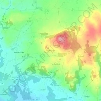 Montaigu topographic map, elevation, terrain
