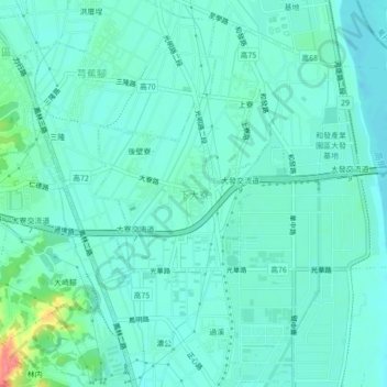 Xiadaliao topographic map, elevation, terrain