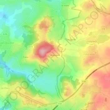 Montcognol topographic map, elevation, terrain