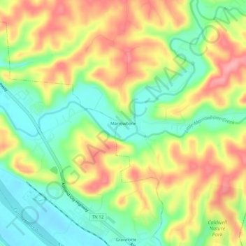 Marrowbone topographic map, elevation, terrain