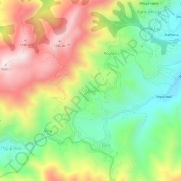 Limni topographic map, elevation, terrain
