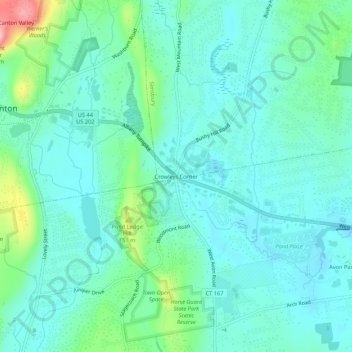 Crowleys Corner topographic map, elevation, terrain