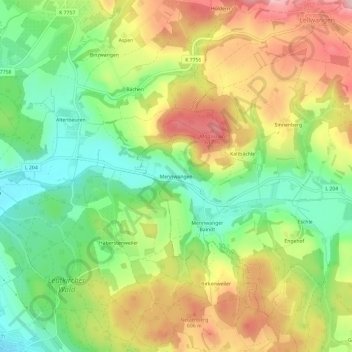 Mennwangen topographic map, elevation, terrain