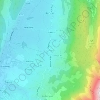 Les Girards topographic map, elevation, terrain
