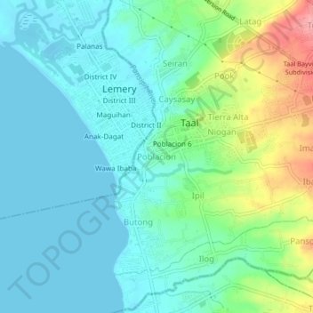 Poblacion topographic map, elevation, terrain
