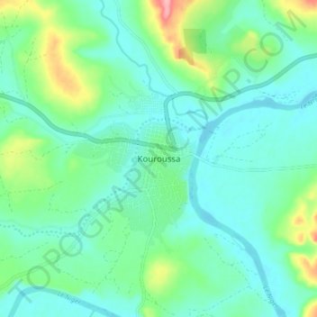 Kouroussa topographic map, elevation, terrain