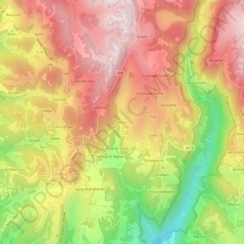 Pezzo topographic map, elevation, terrain
