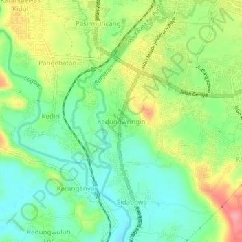 Kedungwringin topographic map, elevation, terrain