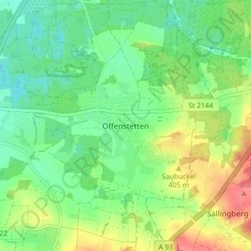 Offenstetten topographic map, elevation, terrain