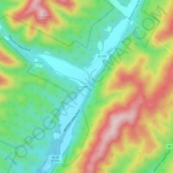 Mountain Grove topographic map, elevation, terrain