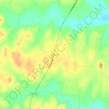 Sandusky topographic map, elevation, terrain