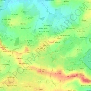 Le Clos topographic map, elevation, terrain