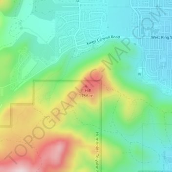 C Hill topographic map, elevation, terrain
