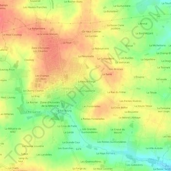 Le Chene Poitou topographic map, elevation, terrain