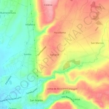 San Jose topographic map, elevation, terrain