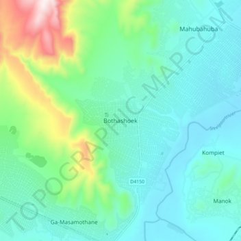 Bothashoek topographic map, elevation, terrain