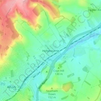 Holybourne topographic map, elevation, terrain
