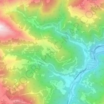 Chionea topographic map, elevation, terrain