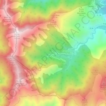 Penti topographic map, elevation, terrain