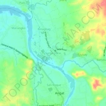 Santa Lucia topographic map, elevation, terrain