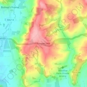 Fromes Hill topographic map, elevation, terrain