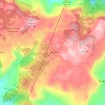 El Zacaton topographic map, elevation, terrain