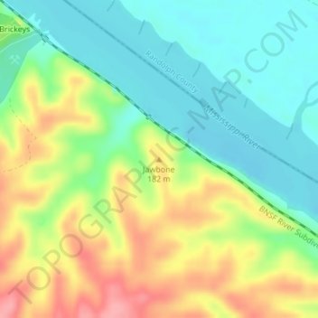 Jawbone topographic map, elevation, terrain