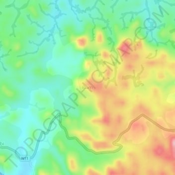 Bum topographic map, elevation, terrain