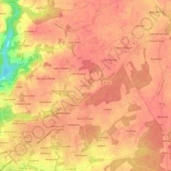 Le Pariou topographic map, elevation, terrain
