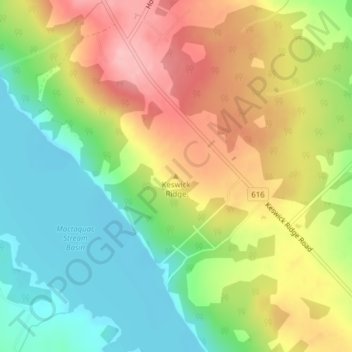 Keswick Ridge topographic map, elevation, terrain